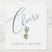 Waterverf Floral Wedding Persoonlijk Wijn Etiket (Enkel label)