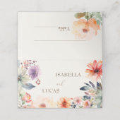 Waterverf Floral Wedding Plaatskaartje (Buitenkant ongevouwen)
