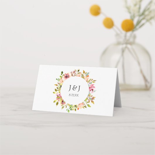 Waterverf Floral Wedding Place Card Plaatskaartje (Achterkant)