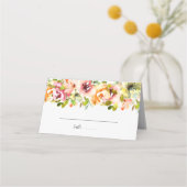 Waterverf Floral Wedding Place Card Plaatskaartje (Voorkant)