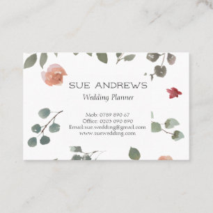 Waterverf Floral Wedding Planner Visitekaartje