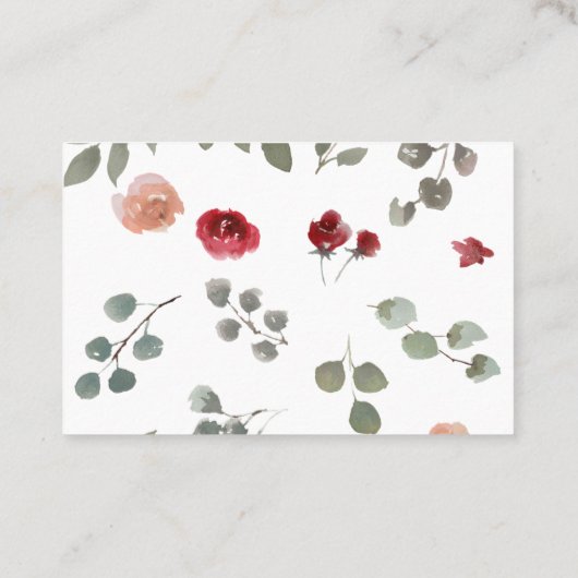 Waterverf Floral Wedding Planner Visitekaartje (Achterkant)