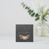 Waterverf Floral Wedding Planner zwarte monogram Vierkante Visitekaartje (Staand voorkant)