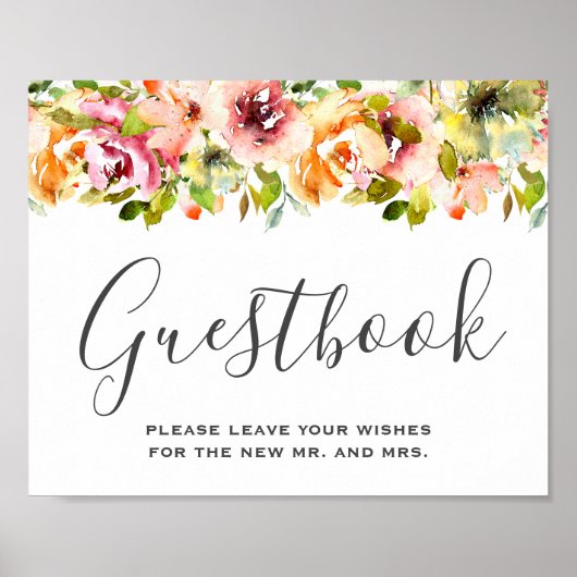 Waterverf Floral Wedding Poster zomertuin (Voorkant)