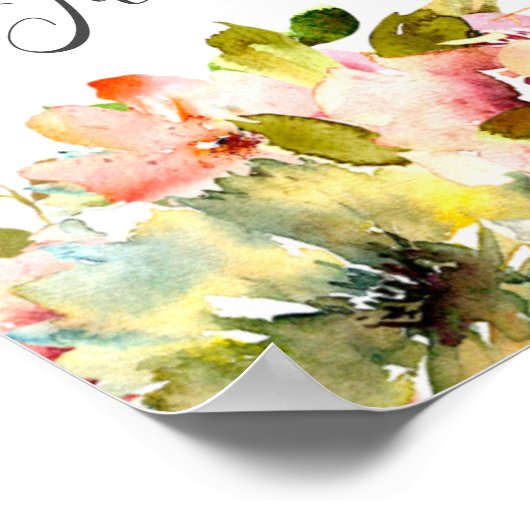 Waterverf Floral Wedding Poster zomertuin (Hoek)