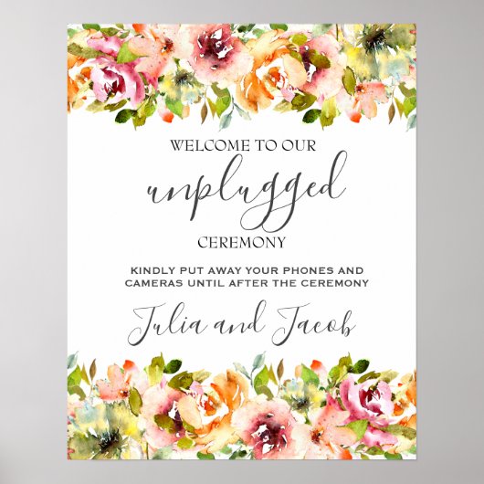 Waterverf Floral Wedding Poster zomertuin (Voorkant)