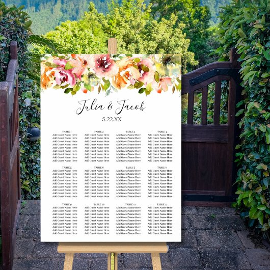 Waterverf Floral Wedding Poster zomertuin