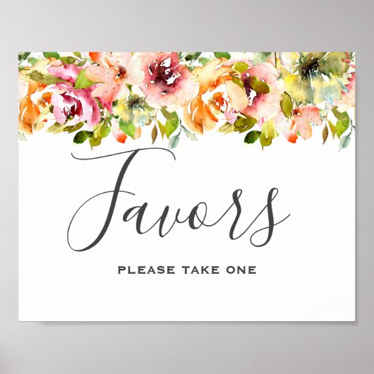 Waterverf Floral Wedding Poster zomertuin (Voorkant)