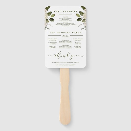 Waterverf Floral Wedding Program Fans Handwaaier (Achterkant)