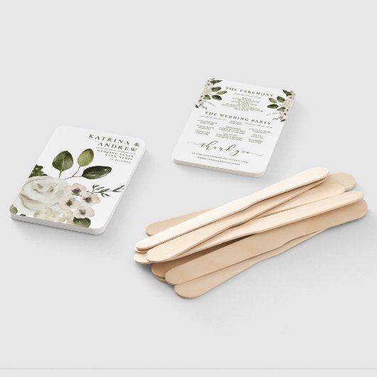 Waterverf Floral Wedding Program Fans Handwaaier (Niet-gemonteerd)