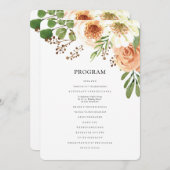 Waterverf Floral Wedding Programmakaart (Voorkant / Achterkant)