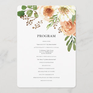 Waterverf Floral Wedding Programmakaart