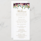Waterverf Floral Wedding Programmakaart (Voorkant / Achterkant)
