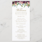 Waterverf Floral Wedding Programmakaart (Voorkant)
