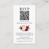 Waterverf Floral Wedding QR Burgundy RSVP Informatiekaartje (Voorkant)