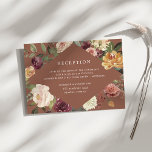 Waterverf Floral Wedding Reception Rustic Bloom Informatiekaartje<br><div class="desc">Deze elegante botanische receptiekaart is ontworpen om te coördineren met ons Rustic Bloom waterverf floral bruiloft collectie. Deze elegante botanische receptiekaart is voorzien van een geometrische grens van waterverf geverfde mum- en roos-bloemen in rijke herfstranen van marsala, bruine plum, wazige roze en crème, die uw trouwreceptiedetjes verzinnen. Een kikkervisje en...</div>