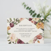 Waterverf Floral Wedding Reception Rustic Bloom Informatiekaartje (Staand voorkant)