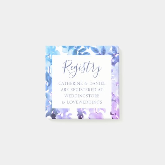 Waterverf Floral Wedding Registry Kaart Post-it® Notes (Voorkant)