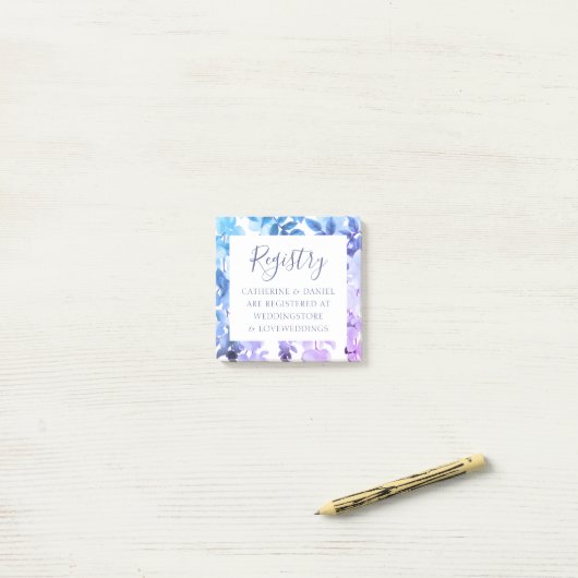 Waterverf Floral Wedding Registry Kaart Post-it® Notes (Op bureau)