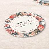 Waterverf Floral Wedding Ronde Kartonnen Onderzetter (Gebogen)