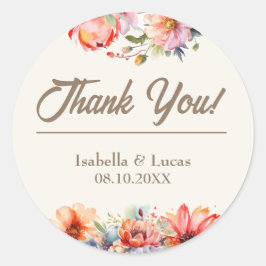 Waterverf Floral Wedding Ronde Sticker