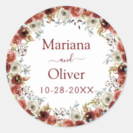 Waterverf Floral Wedding Ronde Sticker