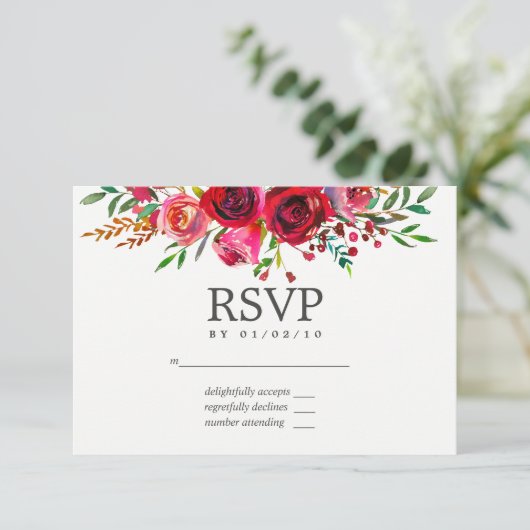 Waterverf Floral Wedding RSVP (Staand voorkant)