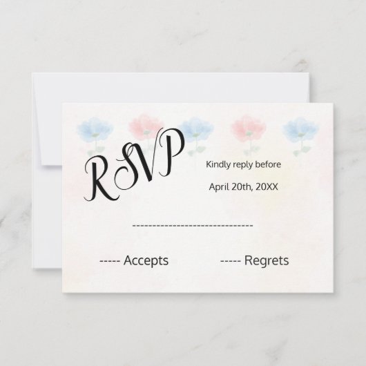 Waterverf floral Wedding RSVP CARD (Voorkant)
