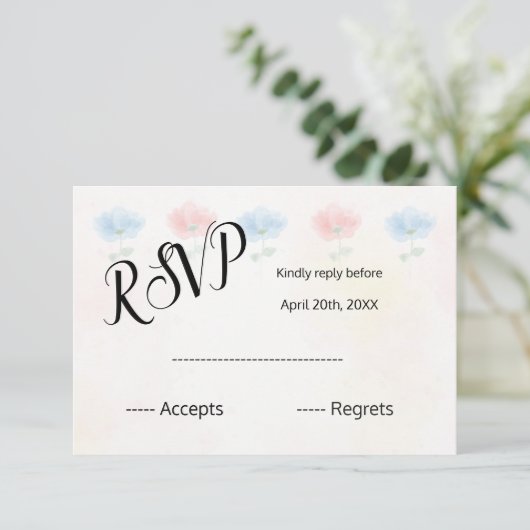Waterverf floral Wedding RSVP CARD (Staand voorkant)