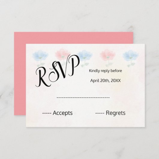 Waterverf floral Wedding RSVP CARD (Voorkant / Achterkant)