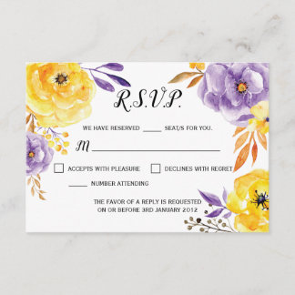Waterverf Floral Wedding RSVP Kaart