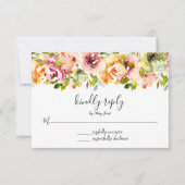Waterverf Floral Wedding RSVP-kaart voor zomertuin RSVP Kaartje (Voorkant)