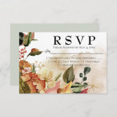 Waterverf Floral Wedding RSVP Kaartje (Voorkant / Achterkant)