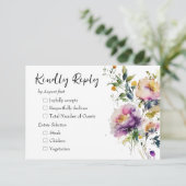 Waterverf Floral Wedding RSVP Kaartje (Staand voorkant)