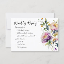 Waterverf Floral Wedding RSVP Kaartje