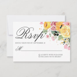 Waterverf Floral Wedding RSVP Kaartje
