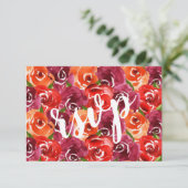 Waterverf Floral Wedding RSVP Kaartje (Staand voorkant)