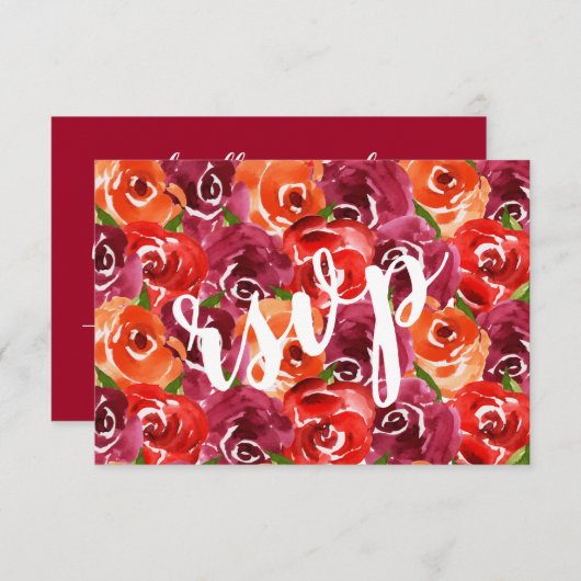 Waterverf Floral Wedding RSVP Kaartje (Voorkant / Achterkant)