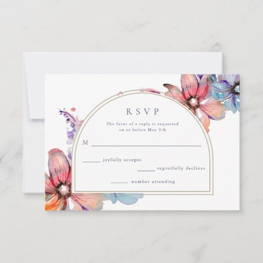 Waterverf Floral Wedding RSVP Kaartje (Voorkant)