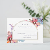 Waterverf Floral Wedding RSVP Kaartje (Staand voorkant)