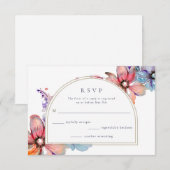 Waterverf Floral Wedding RSVP Kaartje (Voorkant / Achterkant)