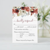 Waterverf Floral Wedding RSVP Kaartje (Staand voorkant)