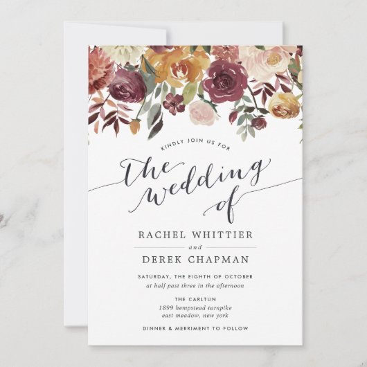 Waterverf Floral Wedding  Rustic Bloom Kaart (Voorkant)