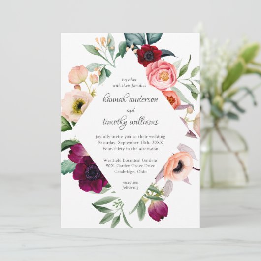 Waterverf Floral Wedding Rustic Boho Kaart (Staand voorkant)