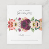 Waterverf Floral Wedding Rustic Boho Plaatskaartje (Buitenkant ongevouwen)