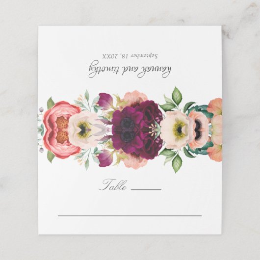 Waterverf Floral Wedding Rustic Boho Plaatskaartje (Buitenkant ongevouwen)