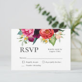 Waterverf Floral Wedding Rustic Boho RSVP Kaartje (Staand voorkant)