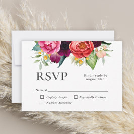Waterverf Floral Wedding Rustic Boho RSVP Kaartje