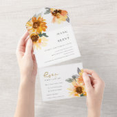 Waterverf Floral Wedding Rustic Chic All In One Uitnodiging (Afscheurbaar)