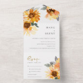 Waterverf Floral Wedding Rustic Chic All In One Uitnodiging (Binnen)